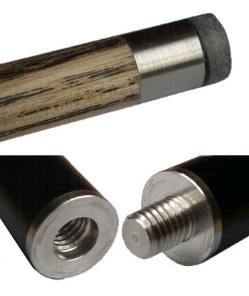 Detail of stainless steel joint on Britannia pool cues